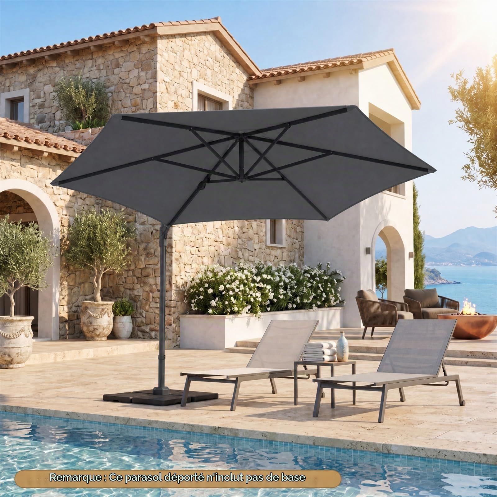 KOMFOTTEU 3M Parasol de Jardin Extérieur, Anti UV, Rotatif 360°