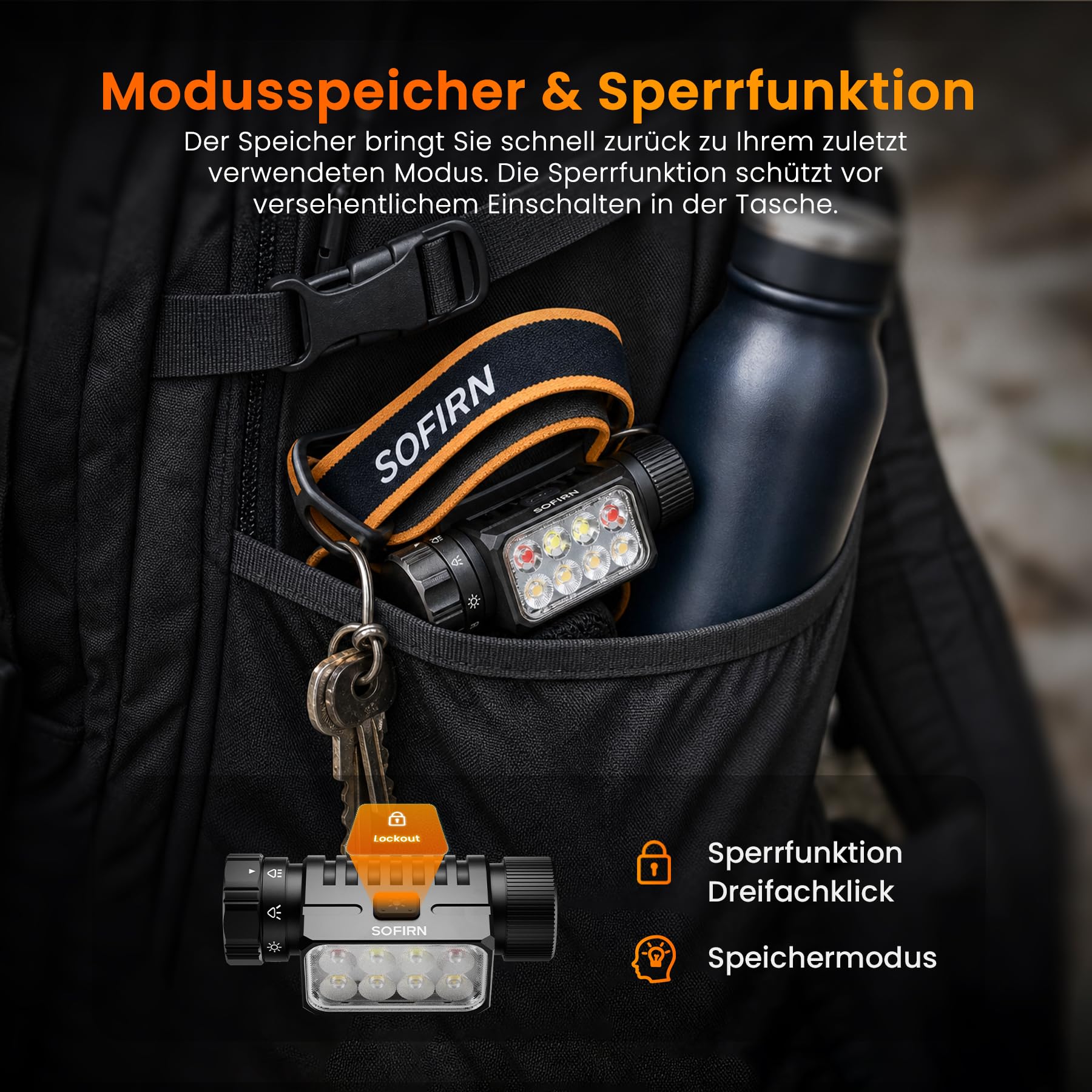 CSTEBOKE Stirnlampe 3320LM - sofirn HS23 mit Rot-, Weiß- und Neutrallichtt | Leuchtweite 192M, USB-C, IPX6, 660NM, CRI90, Laufzeit 350H, 8 LEDs, Magnetsteuerung, Angeln, Kontrolle, Camping, Notfall