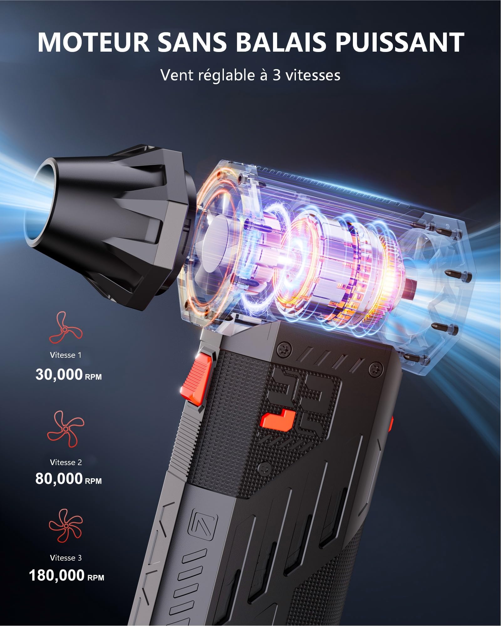 GOOLOO F5S Soufflette à Air Comprimé Électrique, Souffleur 180000TR/Min