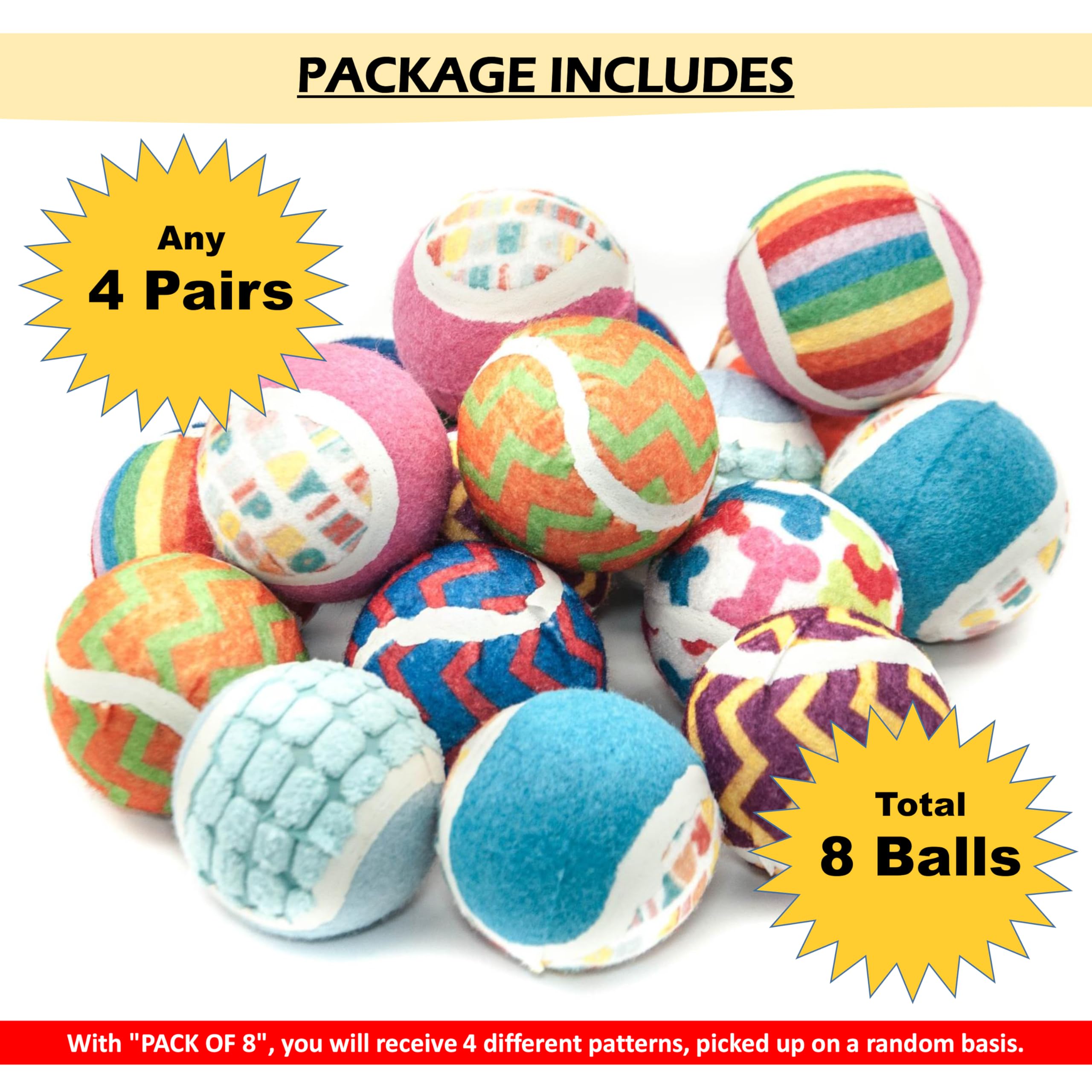 Petopedia 8 X 6cm Rubber Dog Balls PATTERN TENNIS BALL for Dogs Interactive Dog Toys for Boredom Dog Presents for Dog Tennis Balls Pet Toys Assorted Dog Gifts Bundle Lot (6cm (Pack of 8) - Image 2