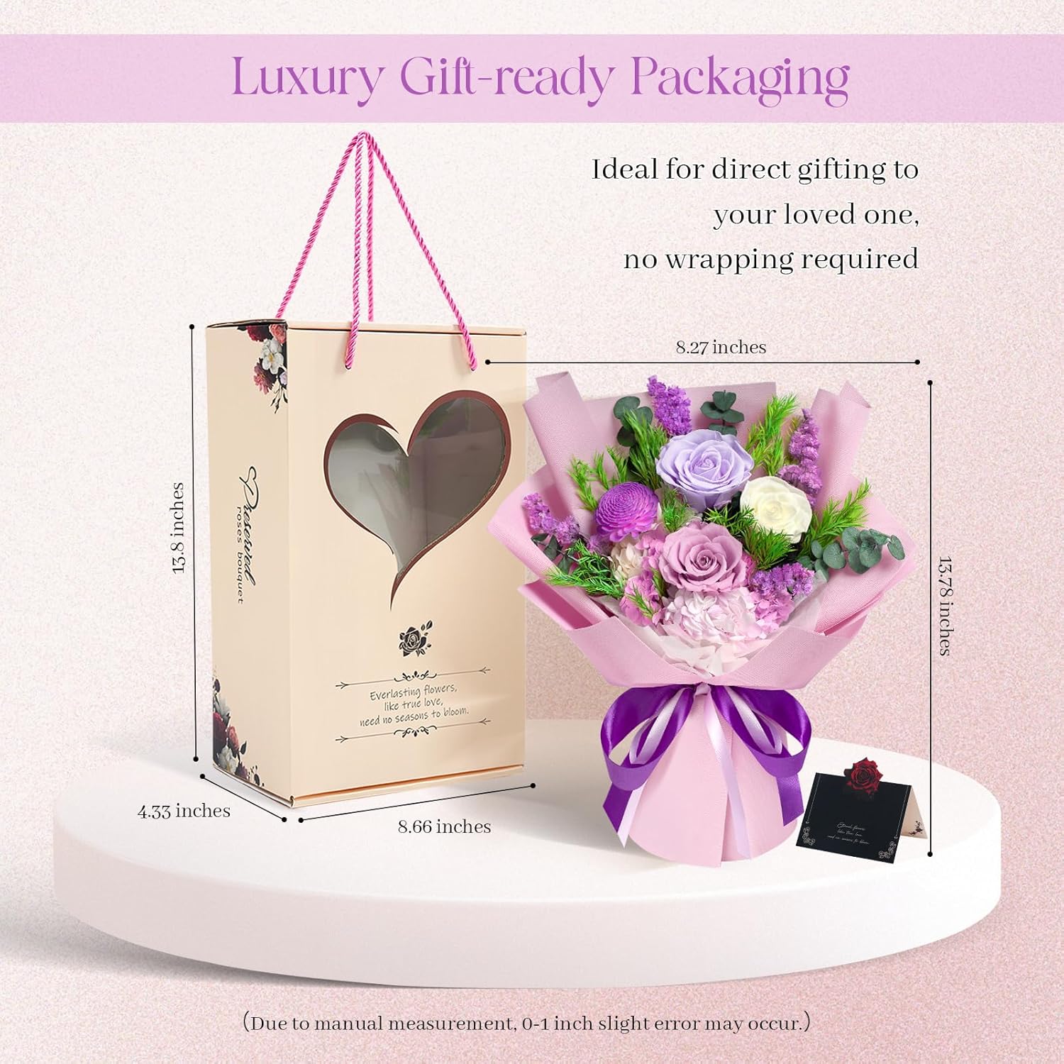 Preserved Flowers Bouquet - Birthday Gifts for Women, Real Flowers for Delivery Prime, Long-Lasting Eternal Rose for Her on Valentines Mothers Day Christmas Anniversary (Purple) - Image 2