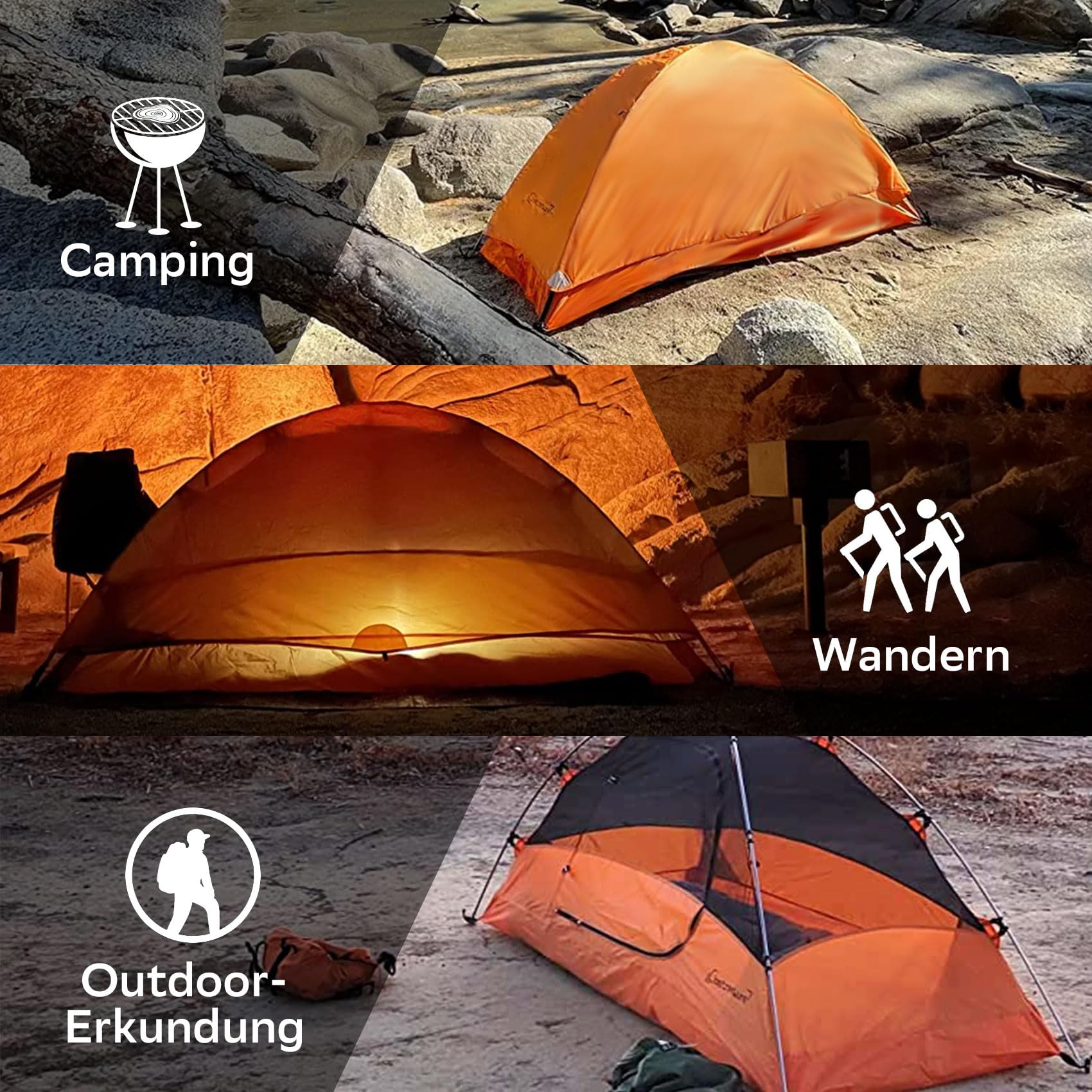 Clostnature Camping Zelt für 1/2/3/4 Personen - Wasserdichtes Campingzelt, Leicht mit Kleinem Packmaß, Winddicht, 3-4 Jahreszeiten Bikepacking Zelt, Geeignet für Trekking, Outdoor, Wandern, Kuppelzelt