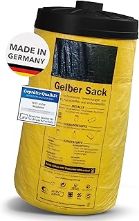Sacktonne gelb mit schwarzem Deckel für gelben Sack Mülleimer Müllsackständer Gelber Sack Ständer