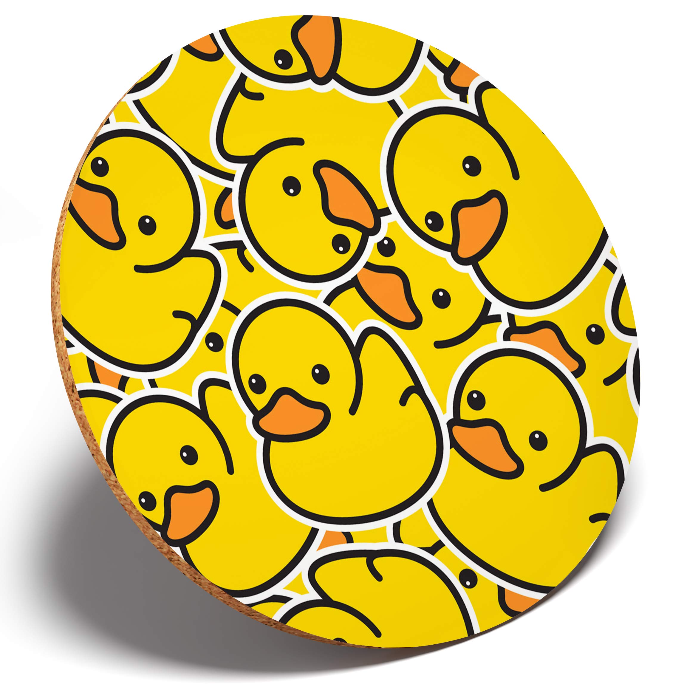 Destination Vinyl Coasters Multicolor 1 X Yellow Rubber Ducks Duckling - Round Coaster Kitchen Student Kids #2078