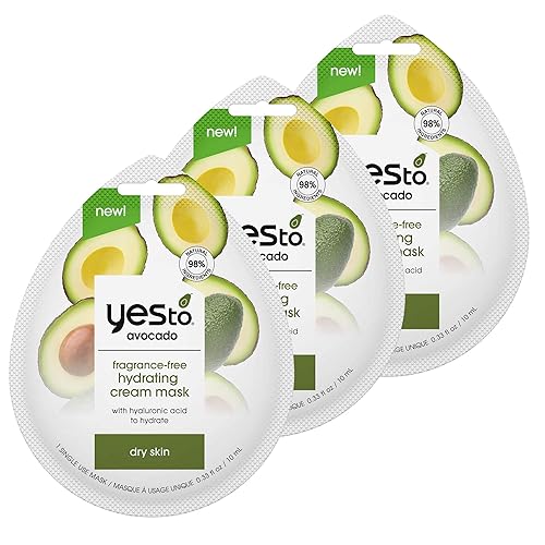 Yes To Mascarilla hidratante sin fragancia de aguacate, fórmula de purga de poros para hidratar la piel seca y la piel regordeta, bloquea la