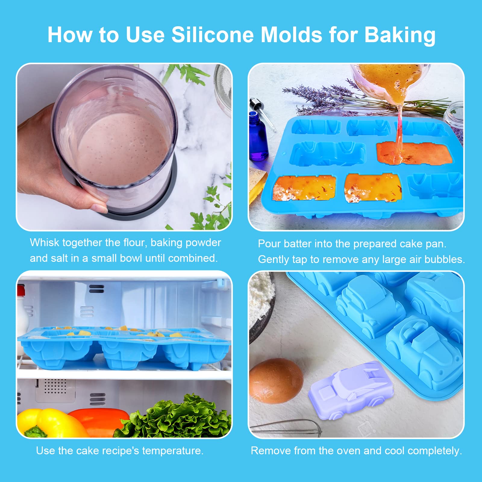 Joyeee Lot de 2 grands moules en silicone pour muffins, gâteaux, tarte, tarte, glaçons, savon, cadeaux pour enfants