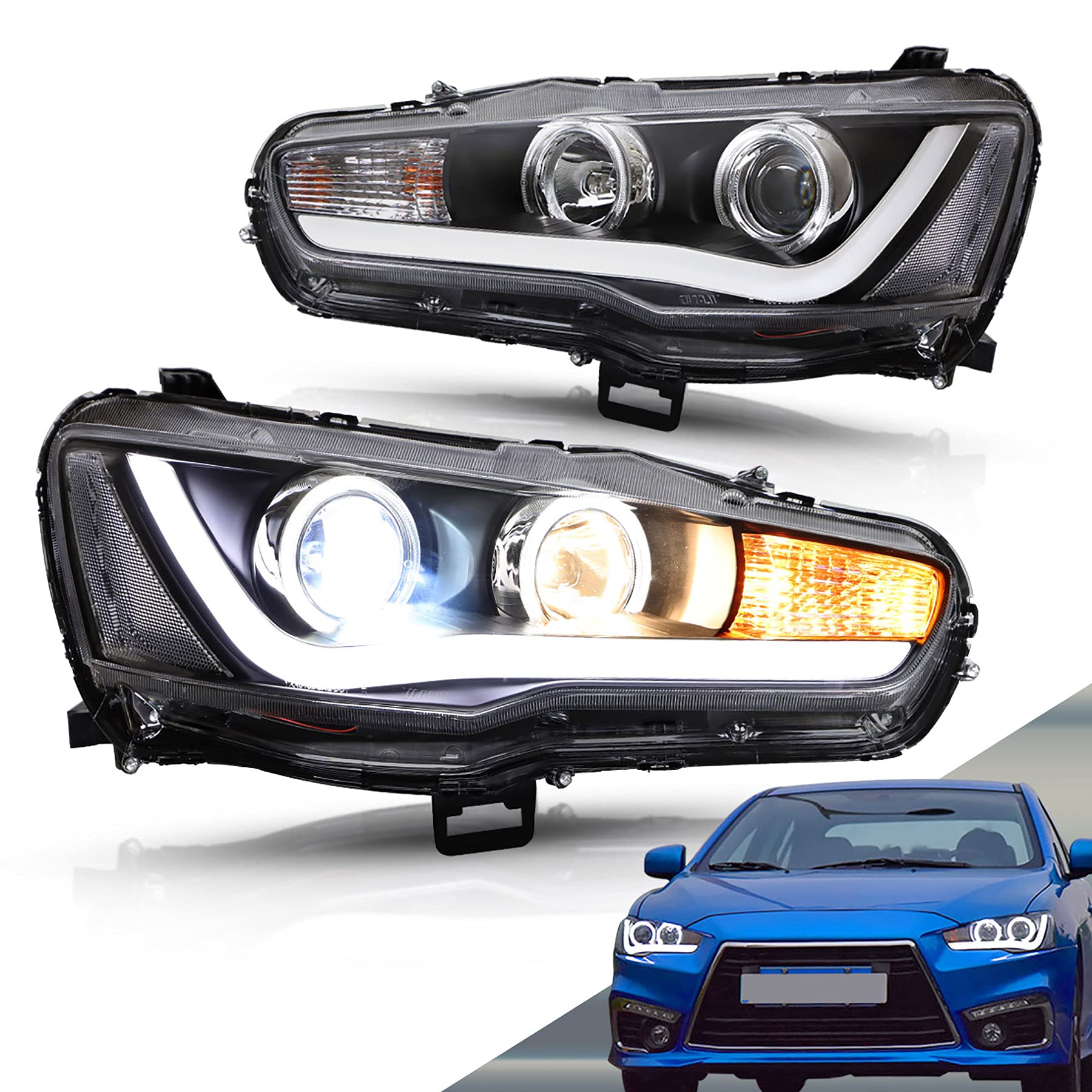 VLAND CZ4A 流れるウインカー ランエボX LED ヘッドライト 三菱 VLAND cz4a 流れるウインカー ランエボ X ギャラン