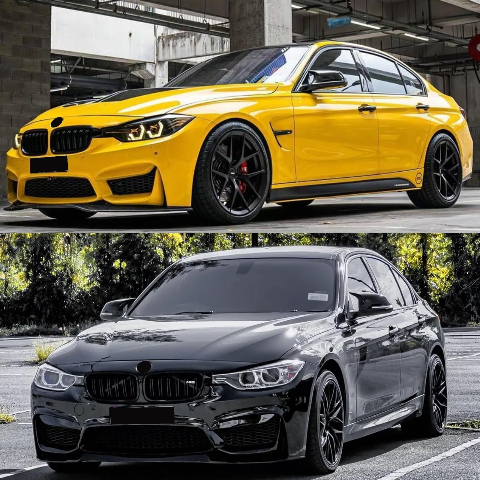 F30 Griglie Anteriori Nere Lucide, Doppio Rene Frontale per BMW Serie 3 F30 F31 F35 2012-2018 (For 3er F30 2012-2018)