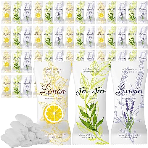 VitalCozy 240 toallas de algodón húmedo, toallas húmedas envueltas individualmente, toalla facial desechable de 8.6 x 8.6 pulgadas, toallitas de
