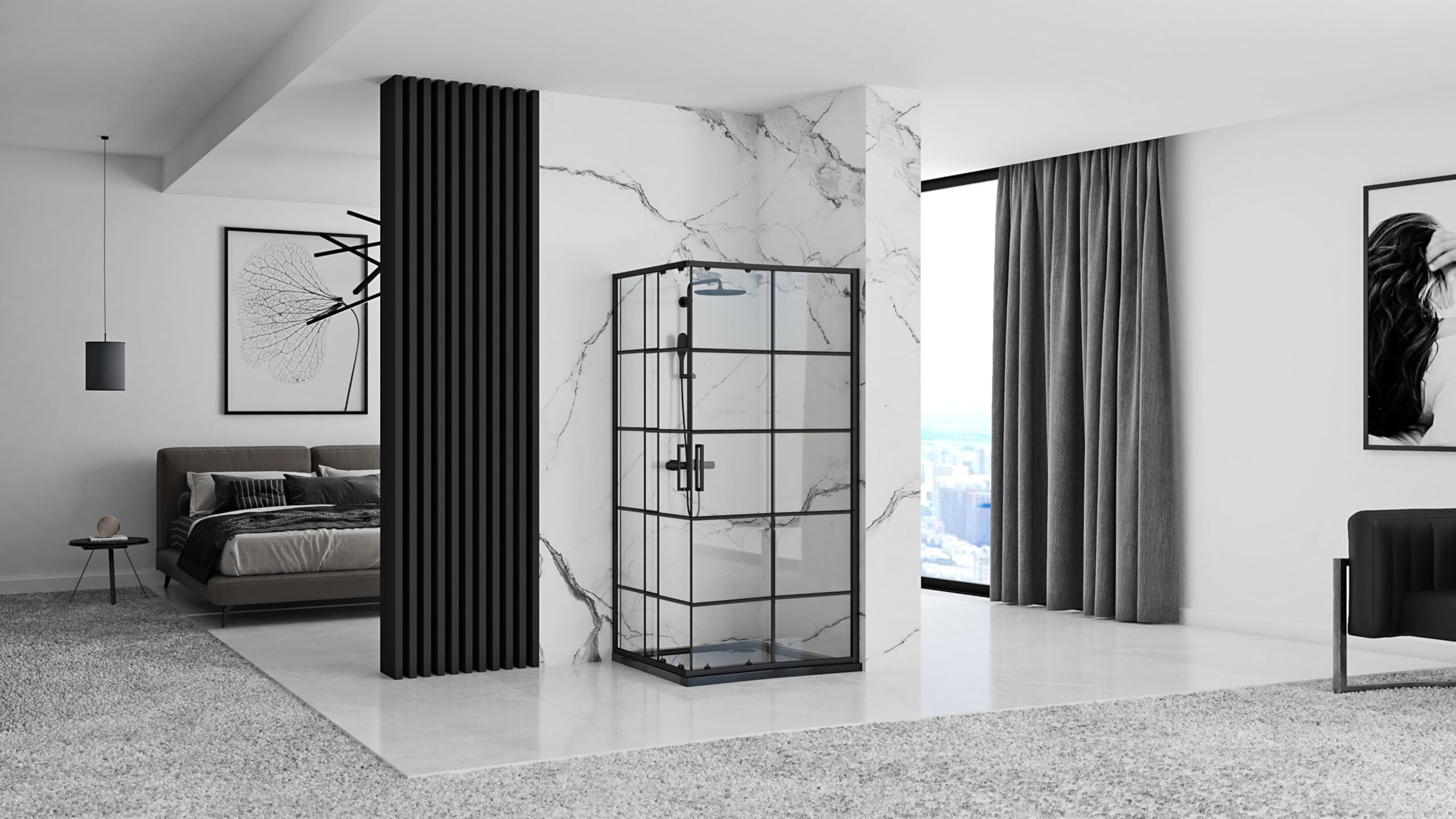Rea kabina prysznicowa CONCEPT 80x100, Czarny + brodzik