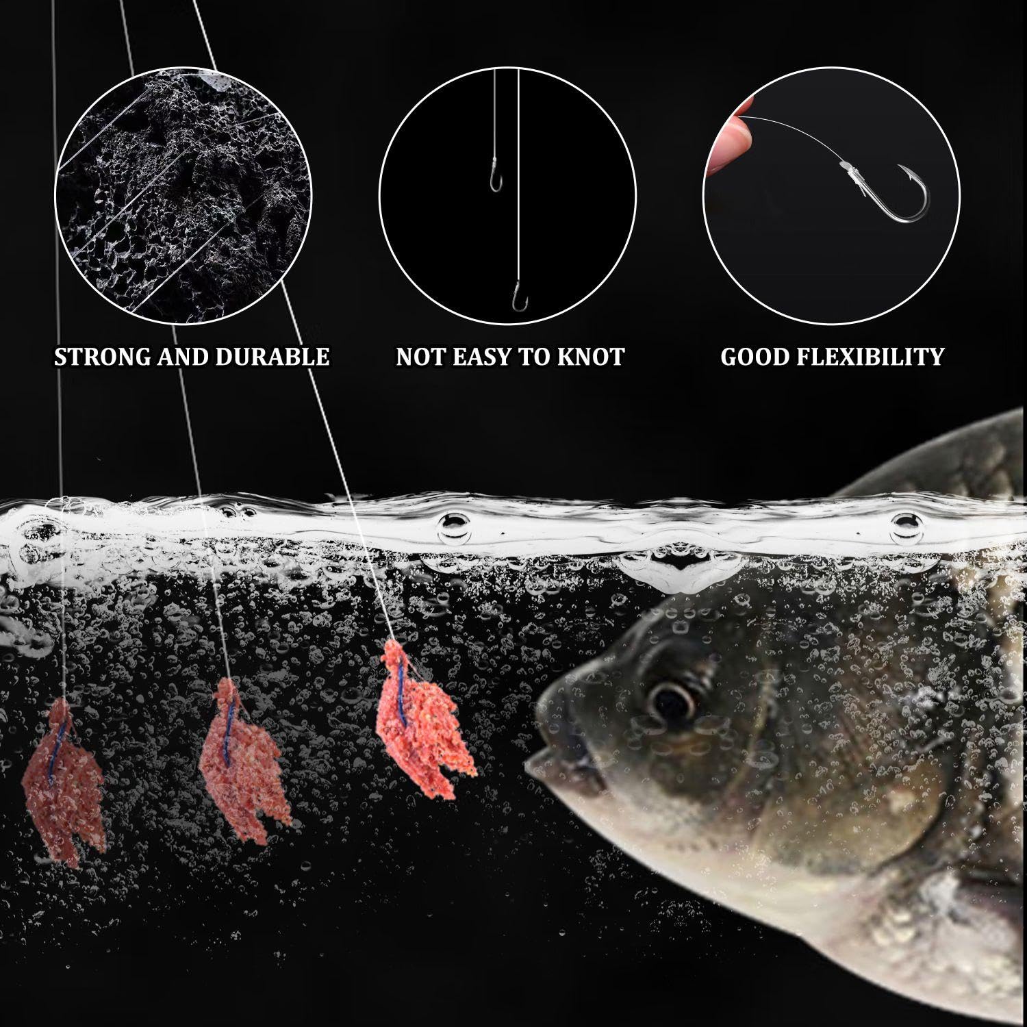 Sedal De Pesca De 2 Piezas, Anzuelos De Señuelo De Metal De 2 Piezas, Sedal De Cebo De Nailon, Sedal De Pesca Elástico, Sedal De Nailon para Pesca, Accesorios De Pesca