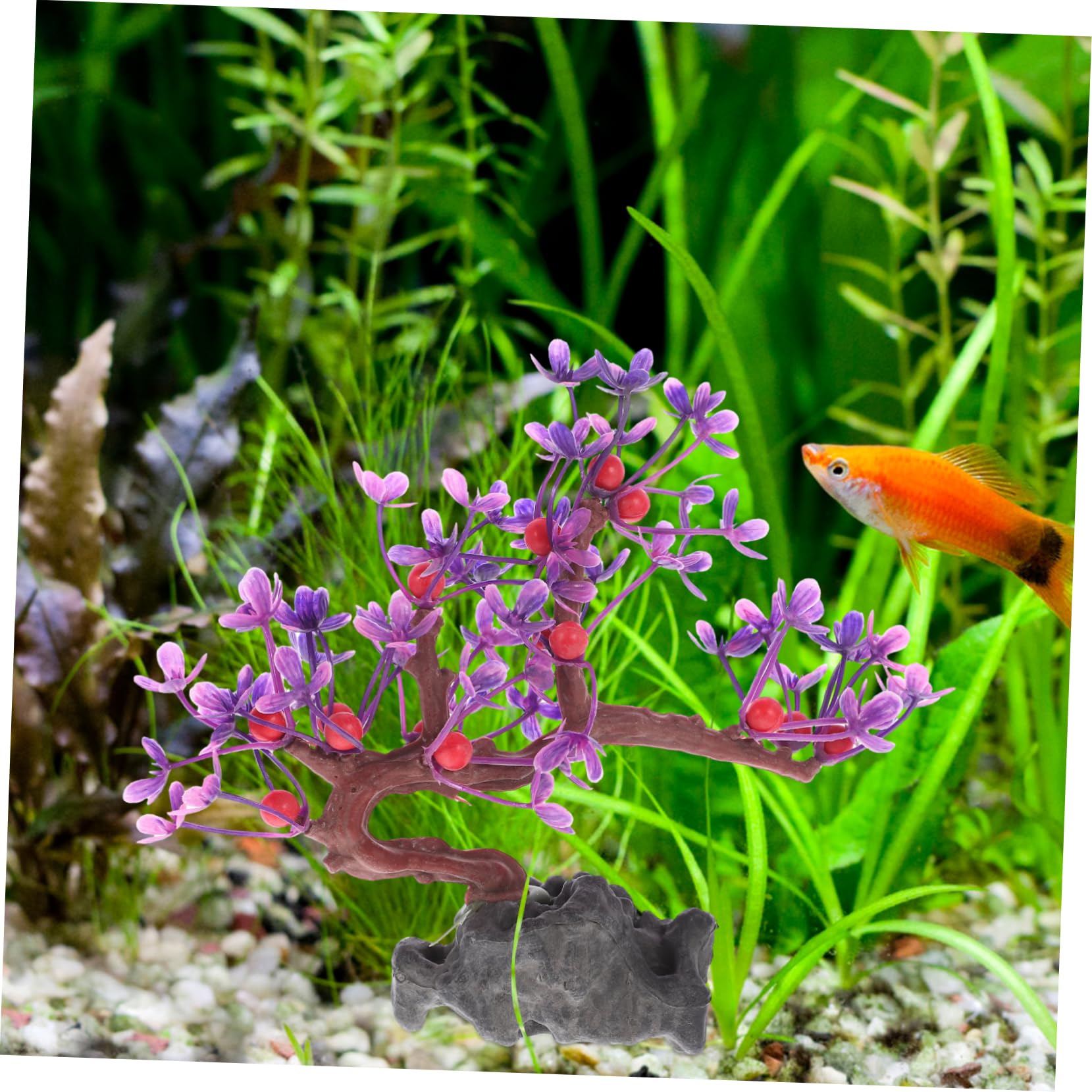 Alipis 4 Piezas Hierba acuática Vegetal simulada Plantas de Acuario Plantas Acuáticas césped Artificial Adorno de Planta de simulación pecera paisajismo decoración el plastico Púrpura