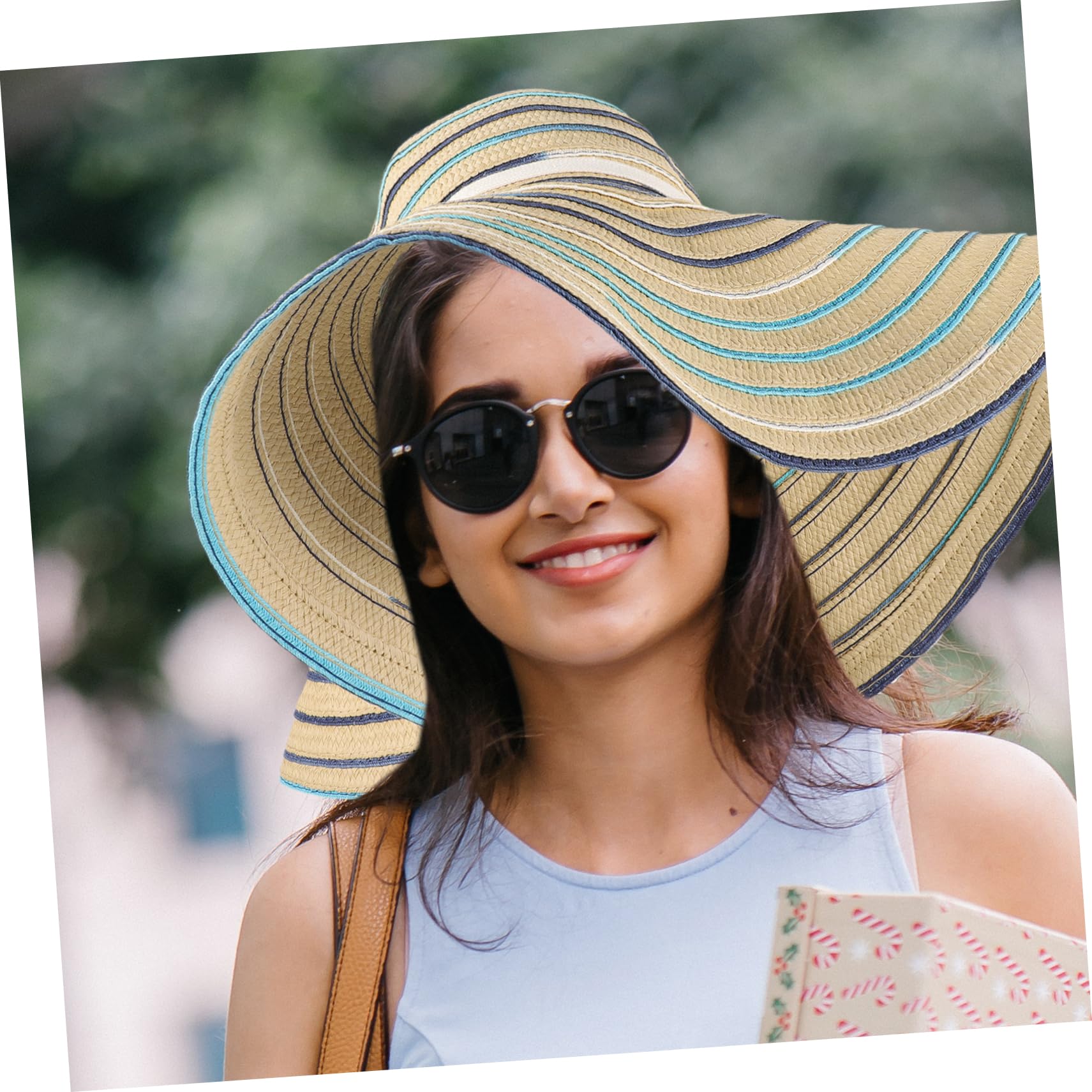 minkissy Chapeau Pare-Soleil Pliable à Large Bord en Paille pour Femme