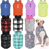 Reginary 10 Pack Large Dog Sweaters Fleece Pet Dog Clothes with Leash Ring Soft Warm Winter Puppy Plaid Shirt(Stylish)