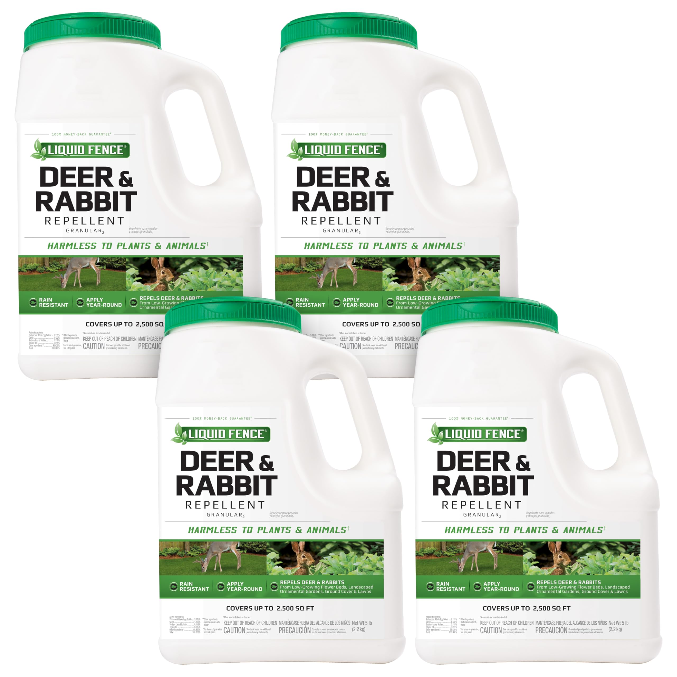 Liquid Fence Deer And Rabbit Repellent Granular 5 Pounds, Harmless To Plants And Animals(Pack of 4)