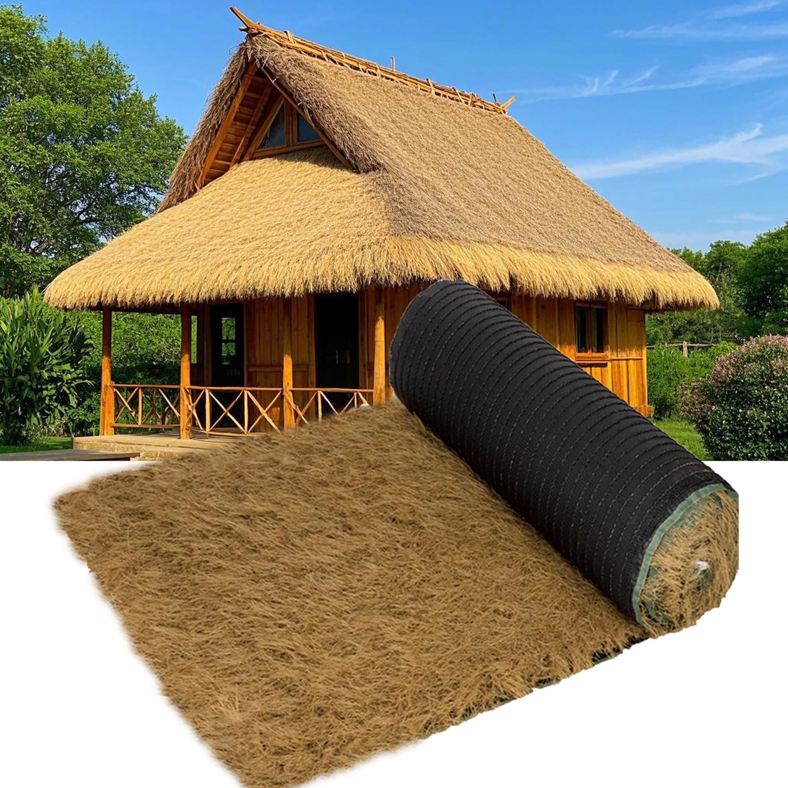 Sztuczne maty ze słomy, sztuczna strzecha dachowa, walcowana strzecha, wodoodporna syntetyczna osłona dachu strzecha do ogrodzenia, chaty, ogrodu, żaluzji z kaczki, trawy, bali siana, meksykańska