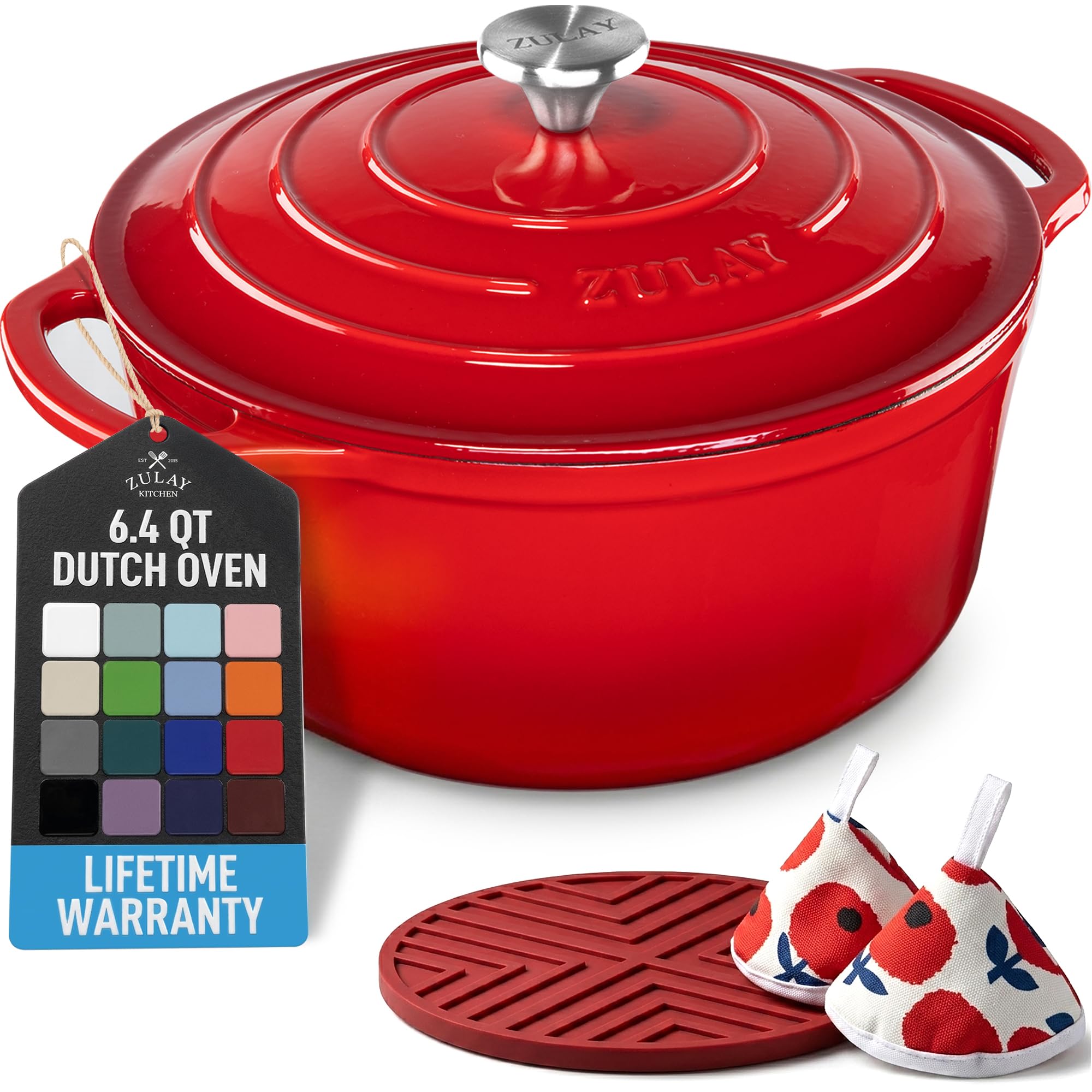 Zulay Kitchen 6.4QT Ablaze Red Dutch Oven