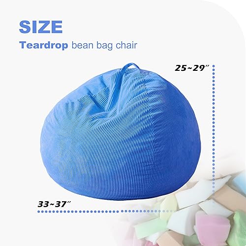 Miniatura 90 de Homguava Puf de 3.5 pies: puf de lágrima con relleno de espuma viscoelástica, sillas compactas de puf, sofá suave con funda de pana (gris)