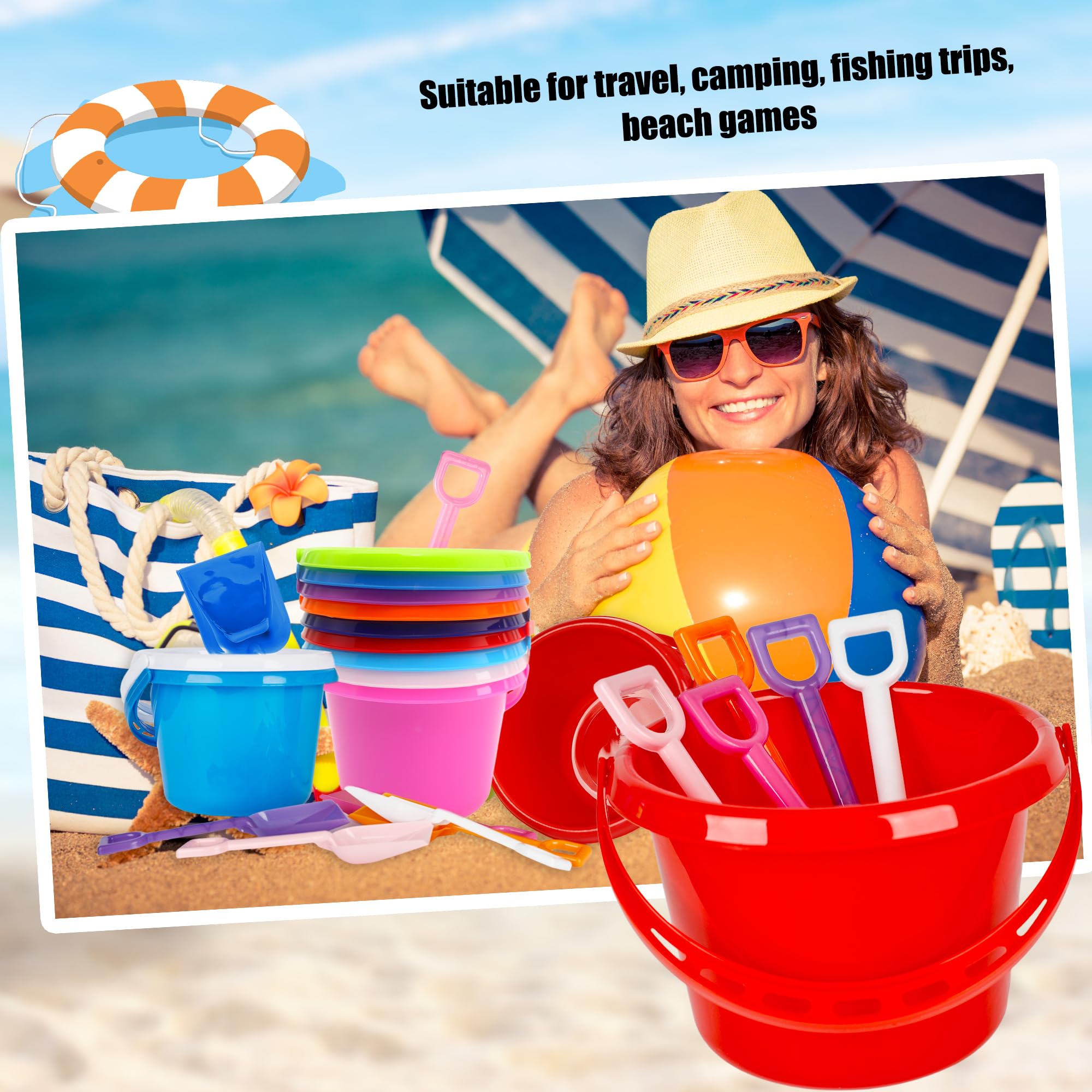 36-teiliges 19,1 cm Strandeimer und Schaufel-Set, 18 Kunststoff-Strandeimer, inklusive 18 Sandschaufeln, Sandeimer, Großpackung für Sommer, Meer, Pool, Party, 9 Farben