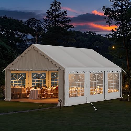 Miniatura 5 de MFSTUDIO Tienda de campaña para fiestas de 16 x 20 pies, tiendas de campaña resistentes al aire libre con paredes laterales extraíbles, toldo grande