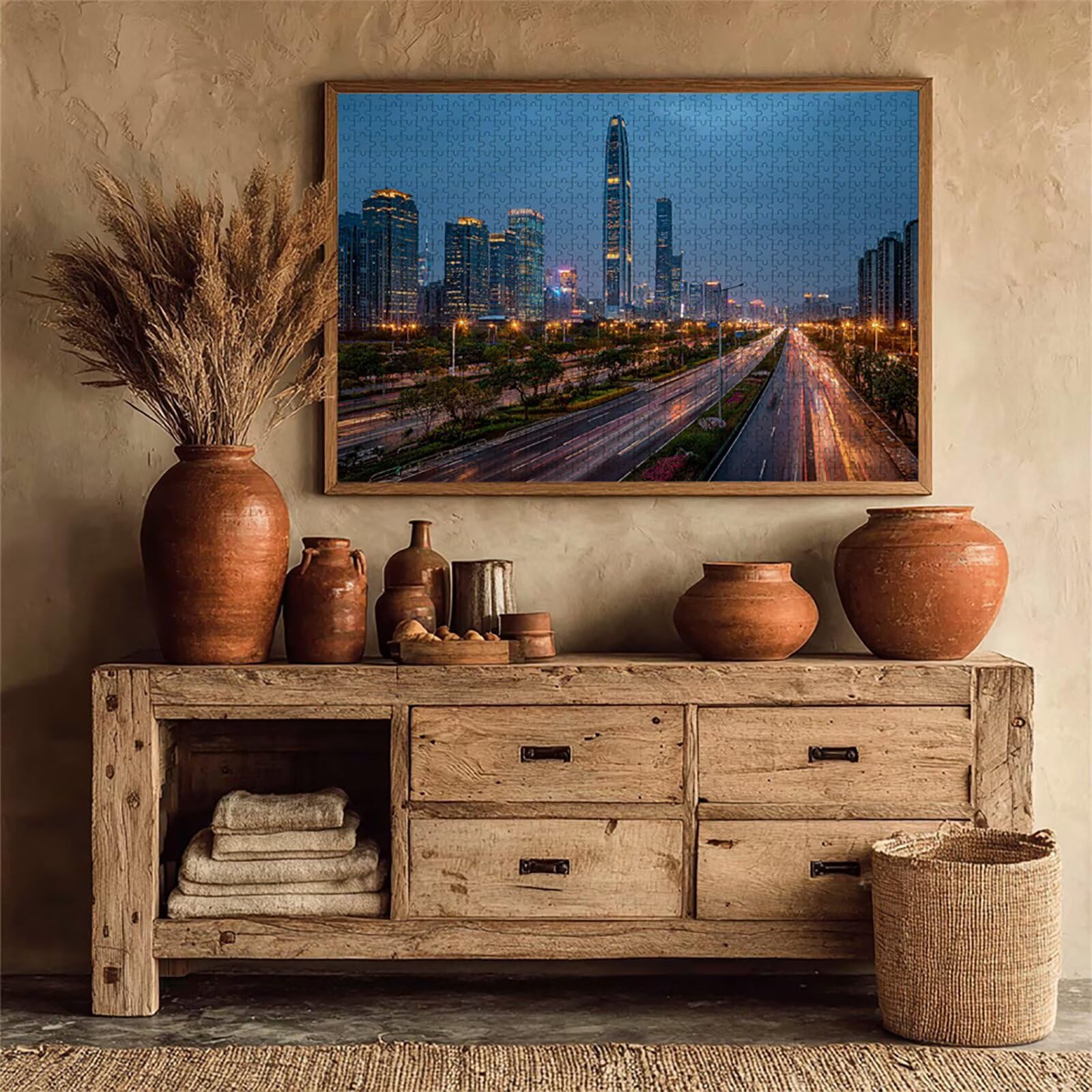 Nocny widok drewniane puzzle, puzzle miasta 2000 sztuk dla dorosłych z kompaktowym pudełkiem 99x70 cm, łamigłówki, kreatywne gry logiczne dla mężczyzn, kobiet, nastolatków, prezenty, 1-3952