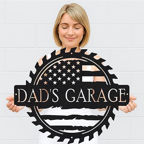 Miniatura 51 de Letrero personalizado de taller de garaje para hombres – Arte de pared de metal con nombre personalizado para entusiastas de autos, constructores y