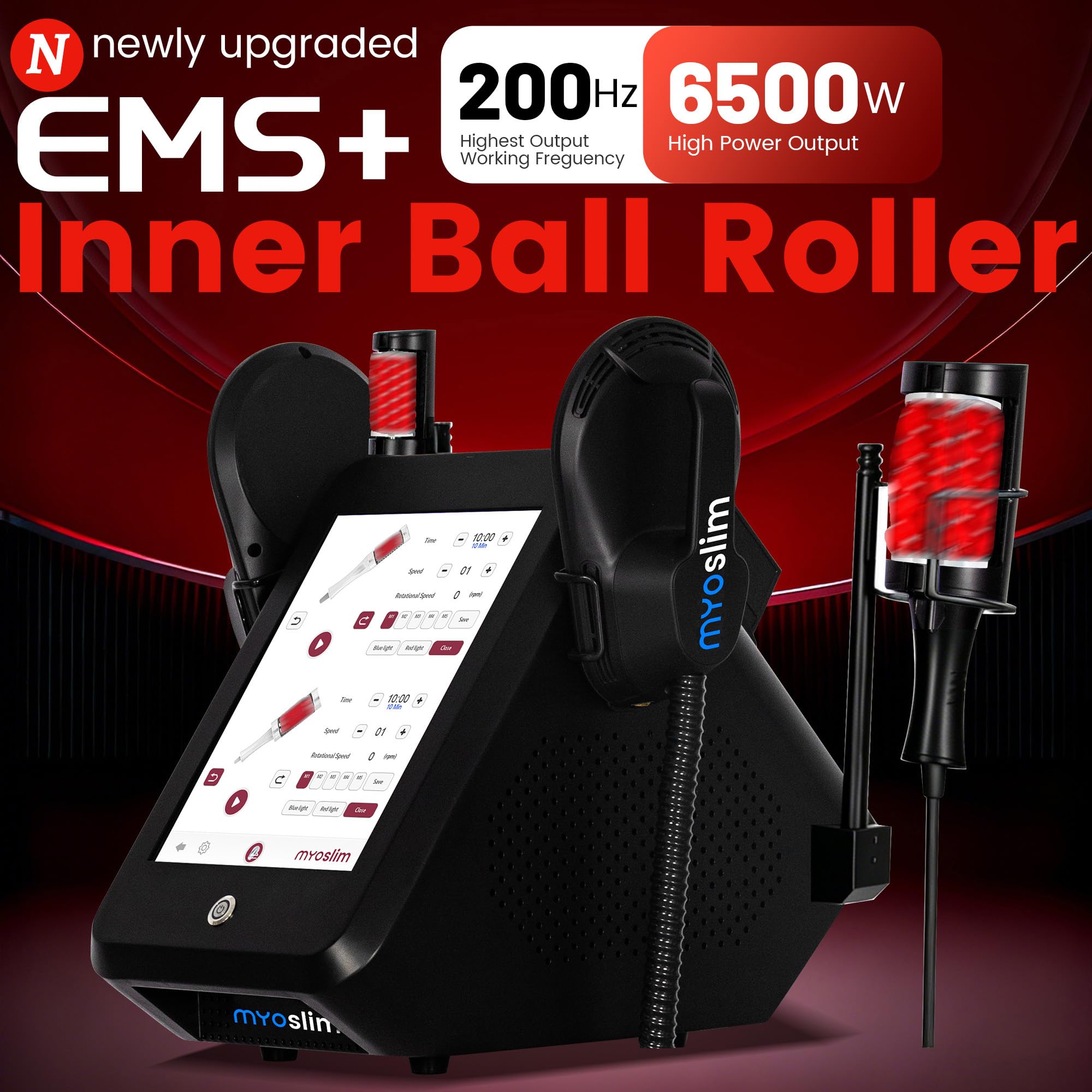 Body Sculpt Maquina Máquina de Escultura Corporal EMS 2 en 1 con Rodillos. | 6500W - 360° Inner Ball Roller & EMS Muscle Stimulator, Grasa y Celulitis Reducción, para Abdomen, Brazos, Glúteos