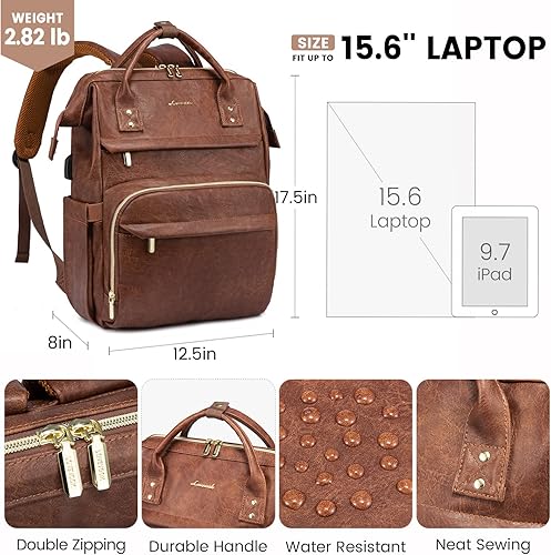 Miniatura 17 de LOVEVOOK Mochila para laptop para mujer, mochila para mujer a la moda, Negro, 15.6 pulgadas