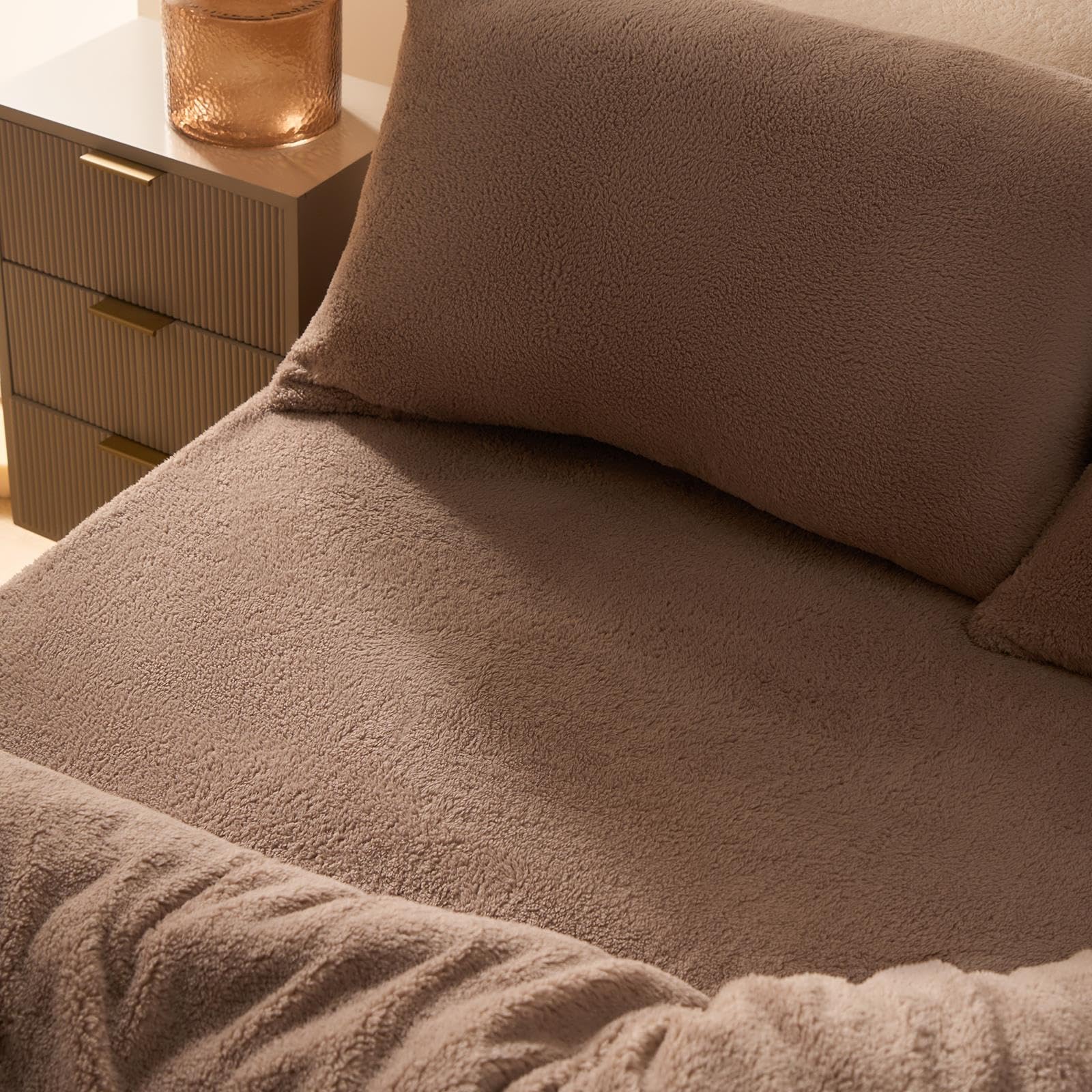 Brentfords Teddy Fleece Fitted Sheet, Easy Care Soft Warm Thermal Fitted Sheet Double Deep...