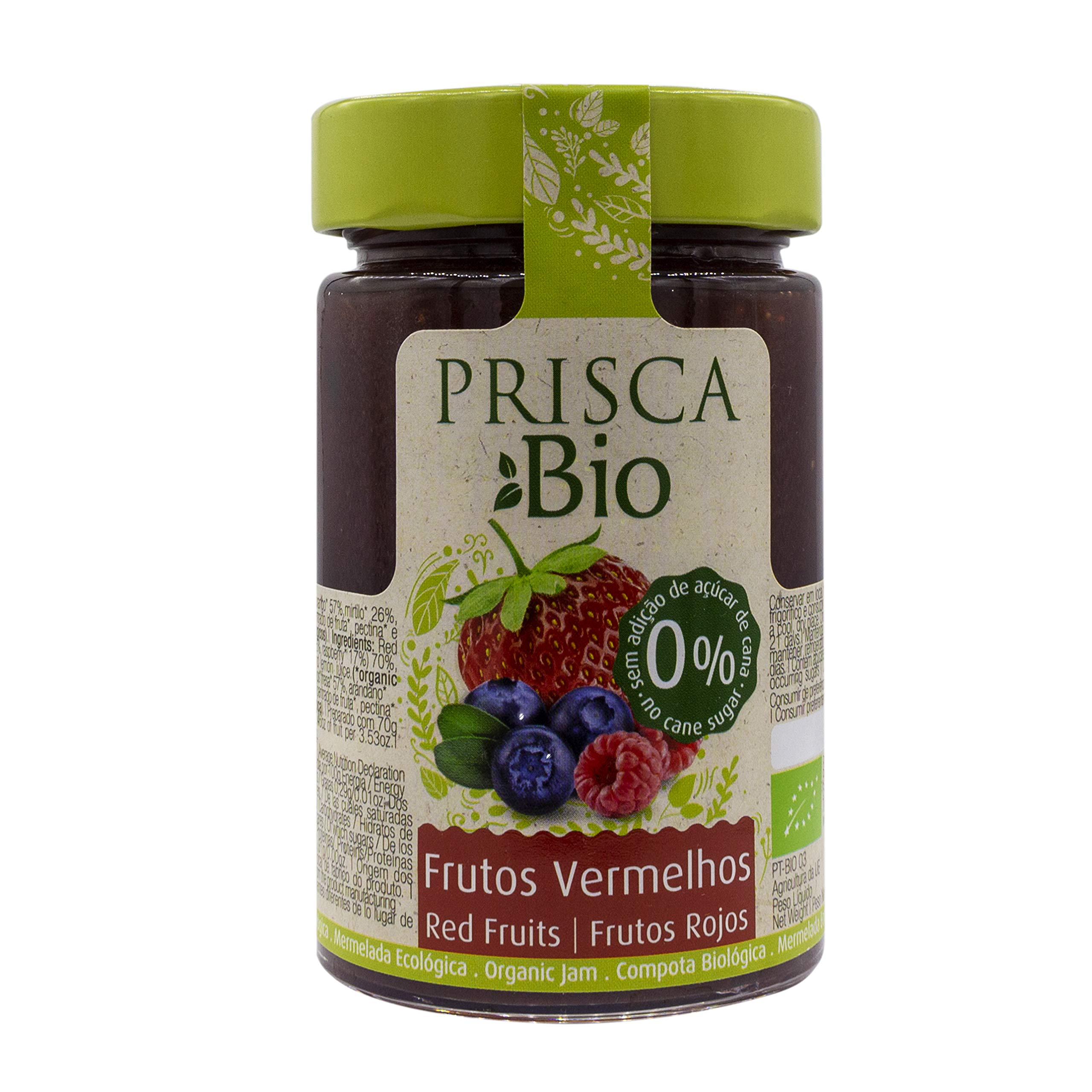 Confitures 100% biologiques de Framboise - Fruits Rouges - Fraise - Sans sucre ajouté - Produit biologique certifié - Emballage de 3 unités de 240 gr chacune