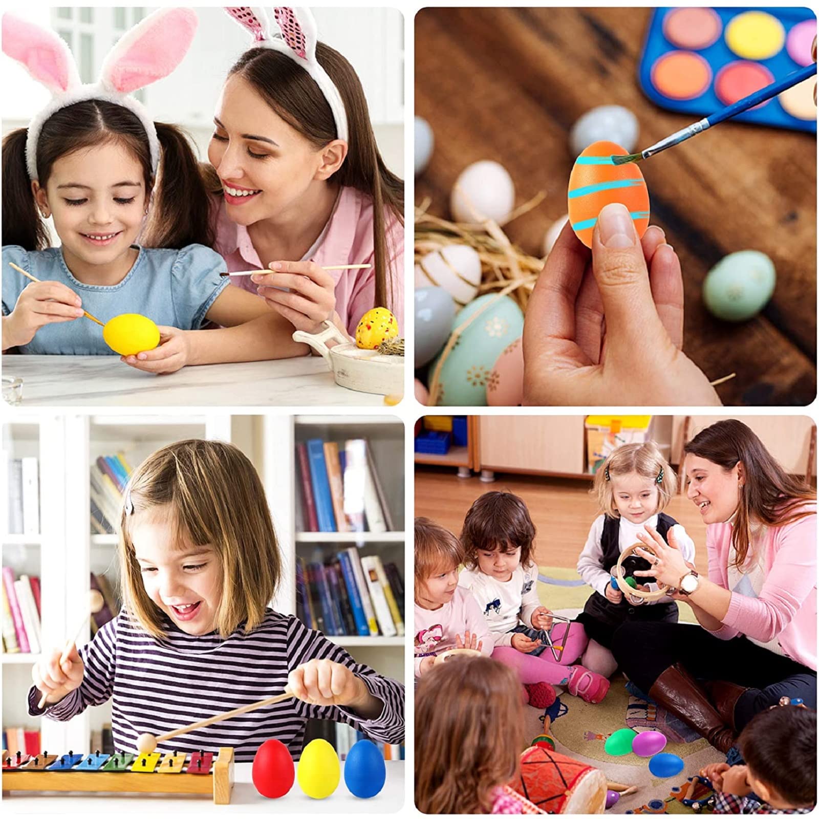Shaker de Huevo,Maracas de Huevo,Maracas en Forma De Huevos,Huevos Musicales para Fiesta Infantil Cesta de Pascua Caza de Pascua,Musikinstrument Egg Shaker
