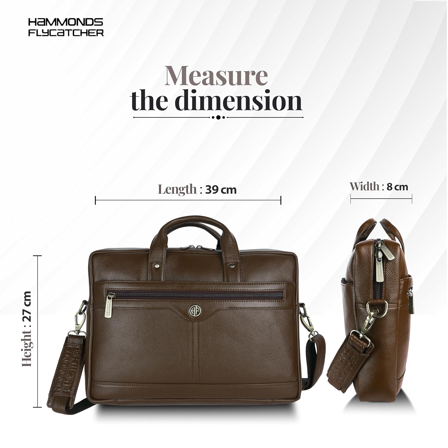 HAMMONDS FLYCATCHER Genuine Leather Office Bag for Men - 15.6 Inch Laptop Bag for Men, Adjustable Strap, Multi Compartments - Ideal for Office, Travel, Daily Use - 1 Year Warranty - Brushwood 37