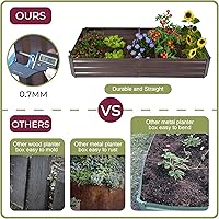 Vista 7 de LuxenHome - Kit de cama de jardín elevada galvanizada de 6 x 3 x 1 pies, para exteriores, caja rectangular de metal para jardinería, maceta grande