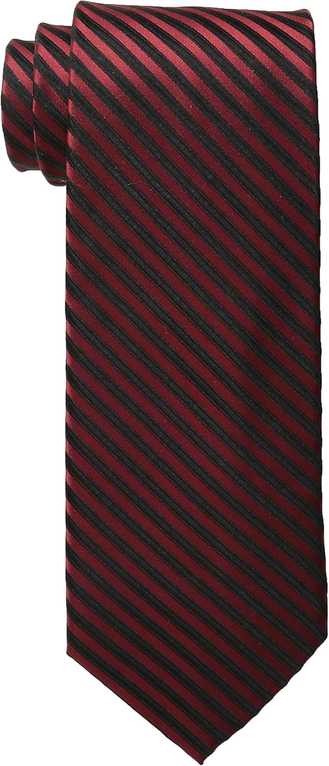 Men's Formal Stripe Silk Tie, Medium Red/Black, One Size