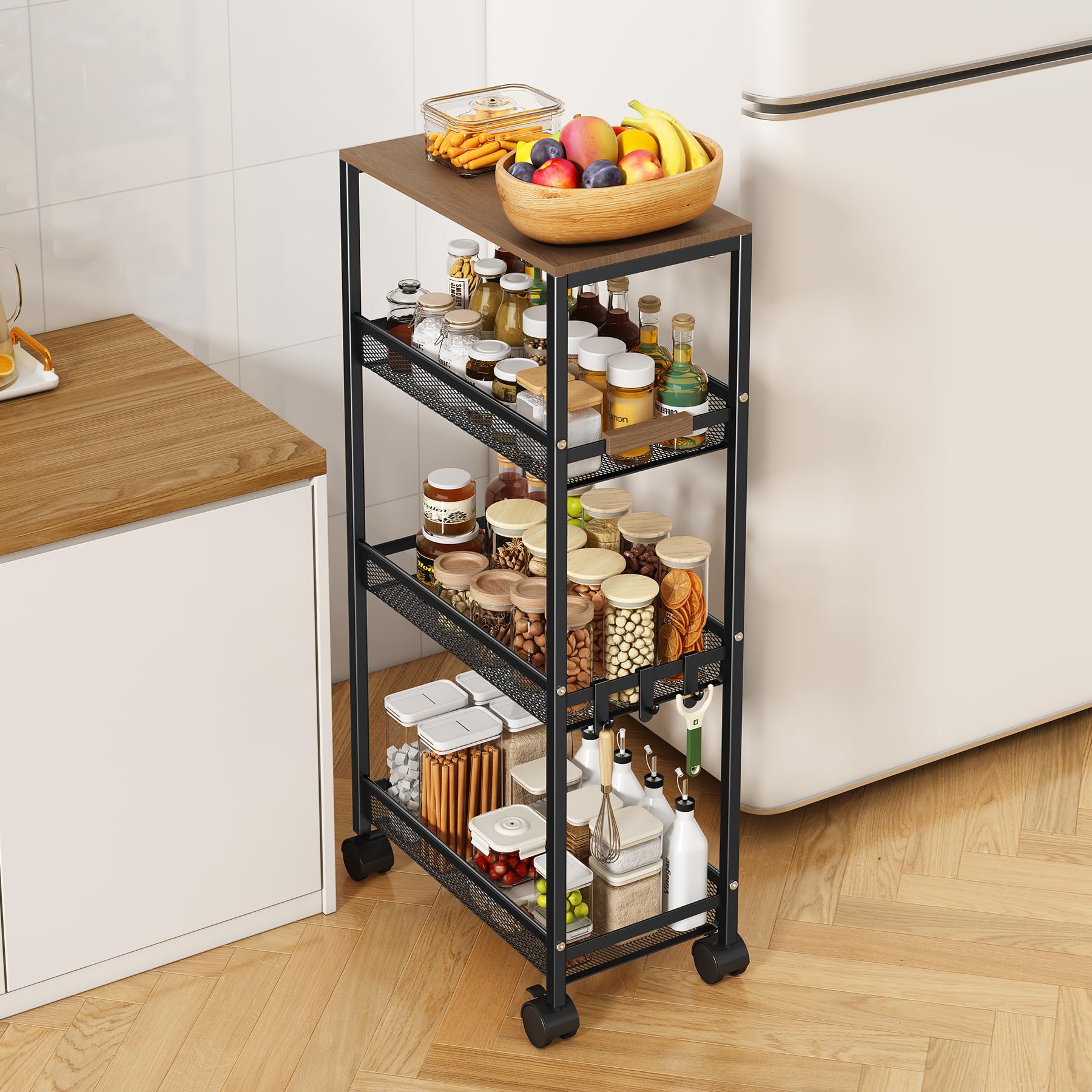 View 1 of [MISSING A WHEEL] TIPGO 4-Tier Slim Utility Rolling Cart