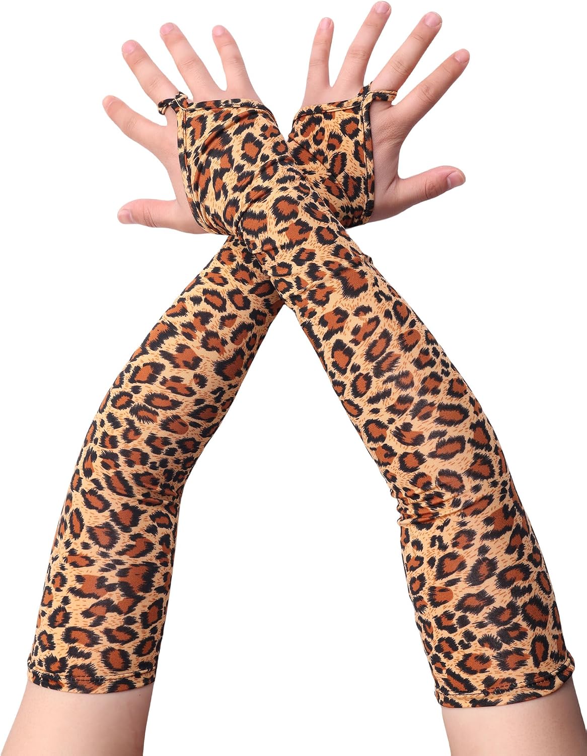 Aniler Women's Spandex Costume Long Gloves 19" Length Halloween Party Rave Stretchy Fingerless Gloves