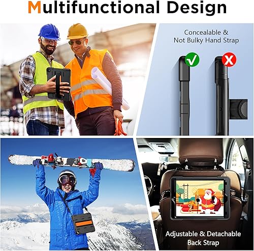 Miniatura 6 de Funda para iPad de 9 generación de 10.2 pulgadas, grado militar, a prueba de caídas IP68, impermeable, con protector de pantalla, soporte y correa