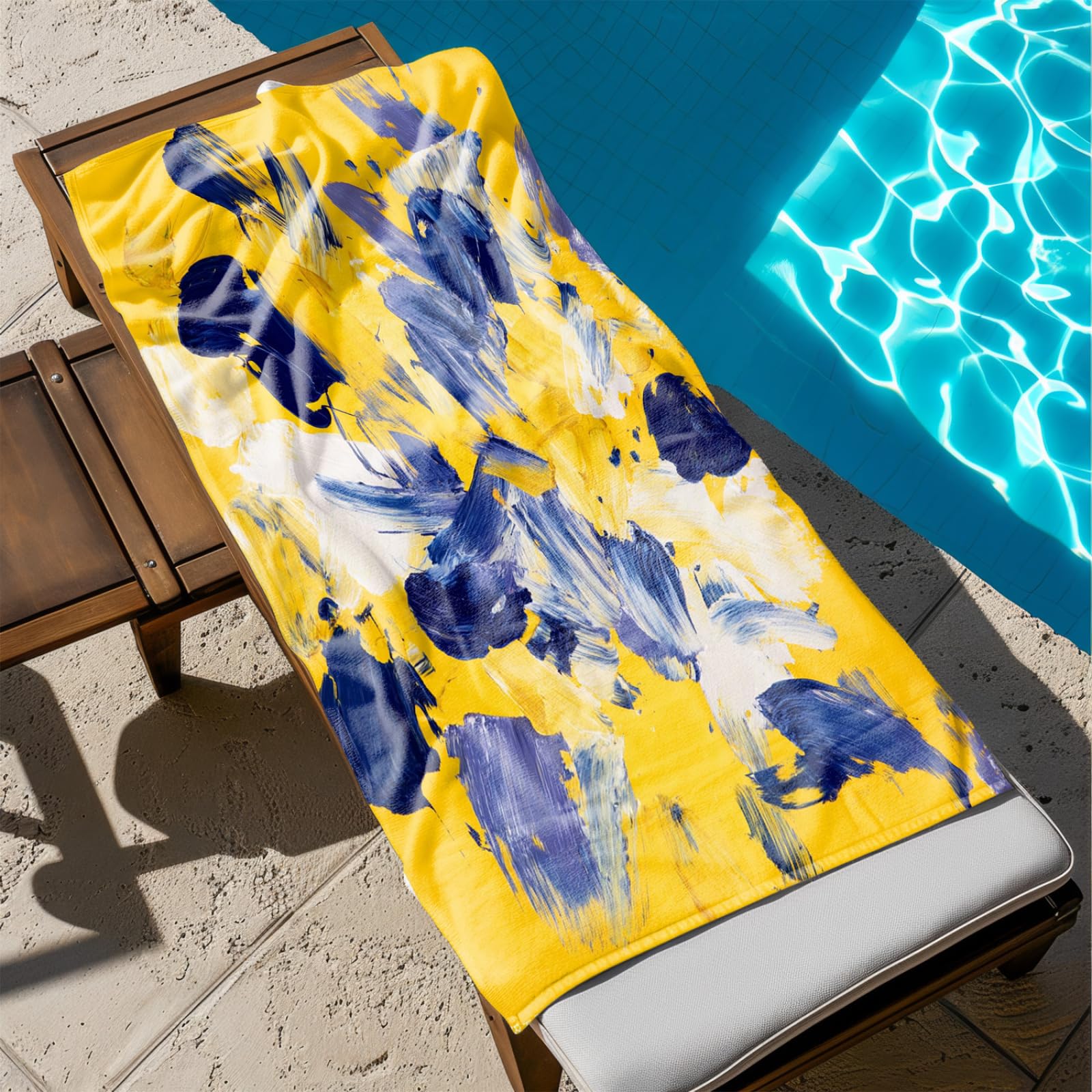 Generico Telo Mare Grande Modello Giallo Blu | Microfibra Telo Mare Antisabbia Leggero Compatto Asciugatura Rapida Assorbente Per Piscina Bagno Lavabile Fino