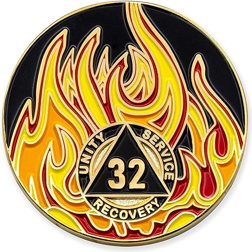 Miniatura 6 de Twisted Flames Medallón de recuperación AA chapado en oro, negro, rojo, naranja, amarillo, blanco (sin año)