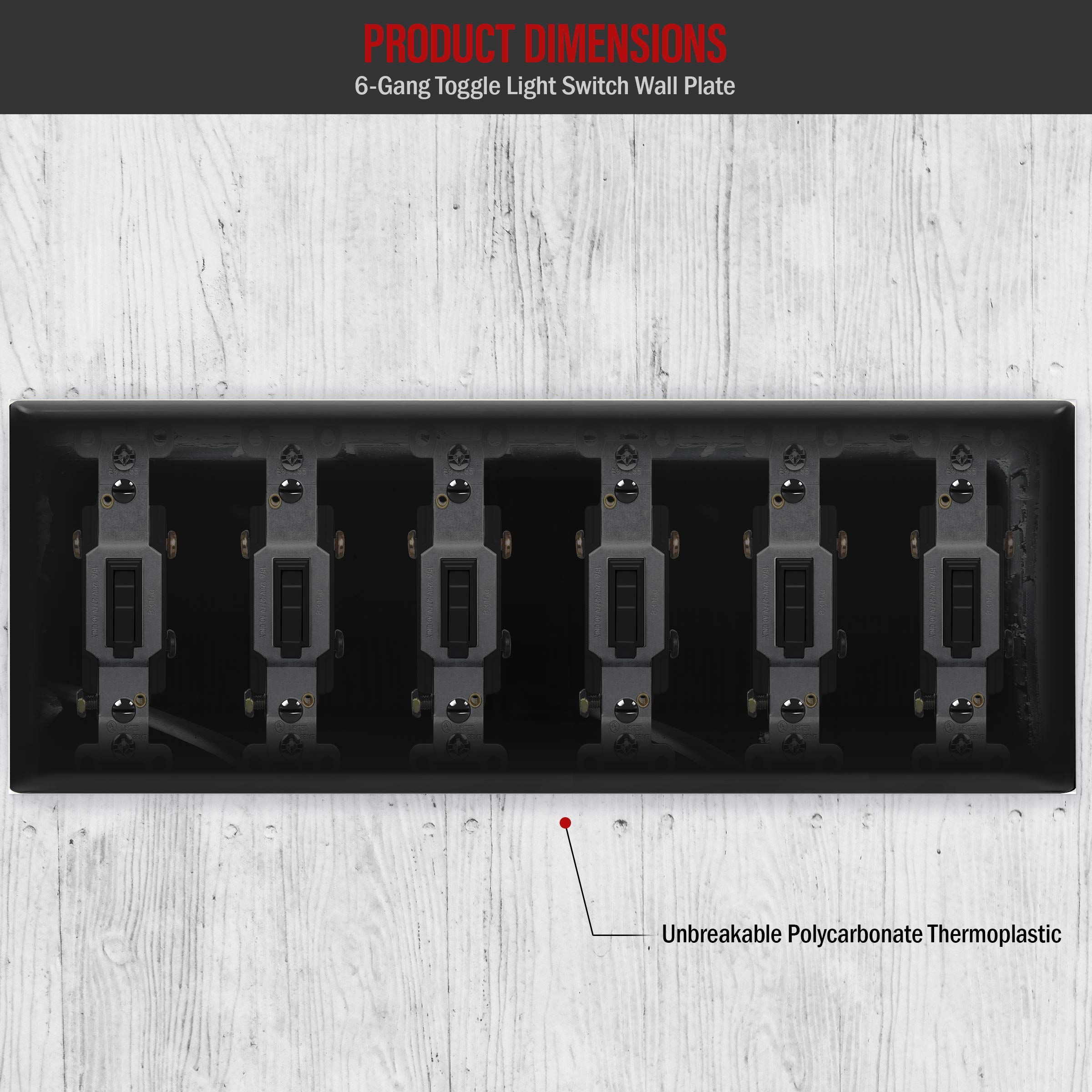 Placa De Pared Para Interruptor Enerlites - 6 Bandas, 4.5x11.8 Pulgadas, Blanco, Policarbonato Irrompible