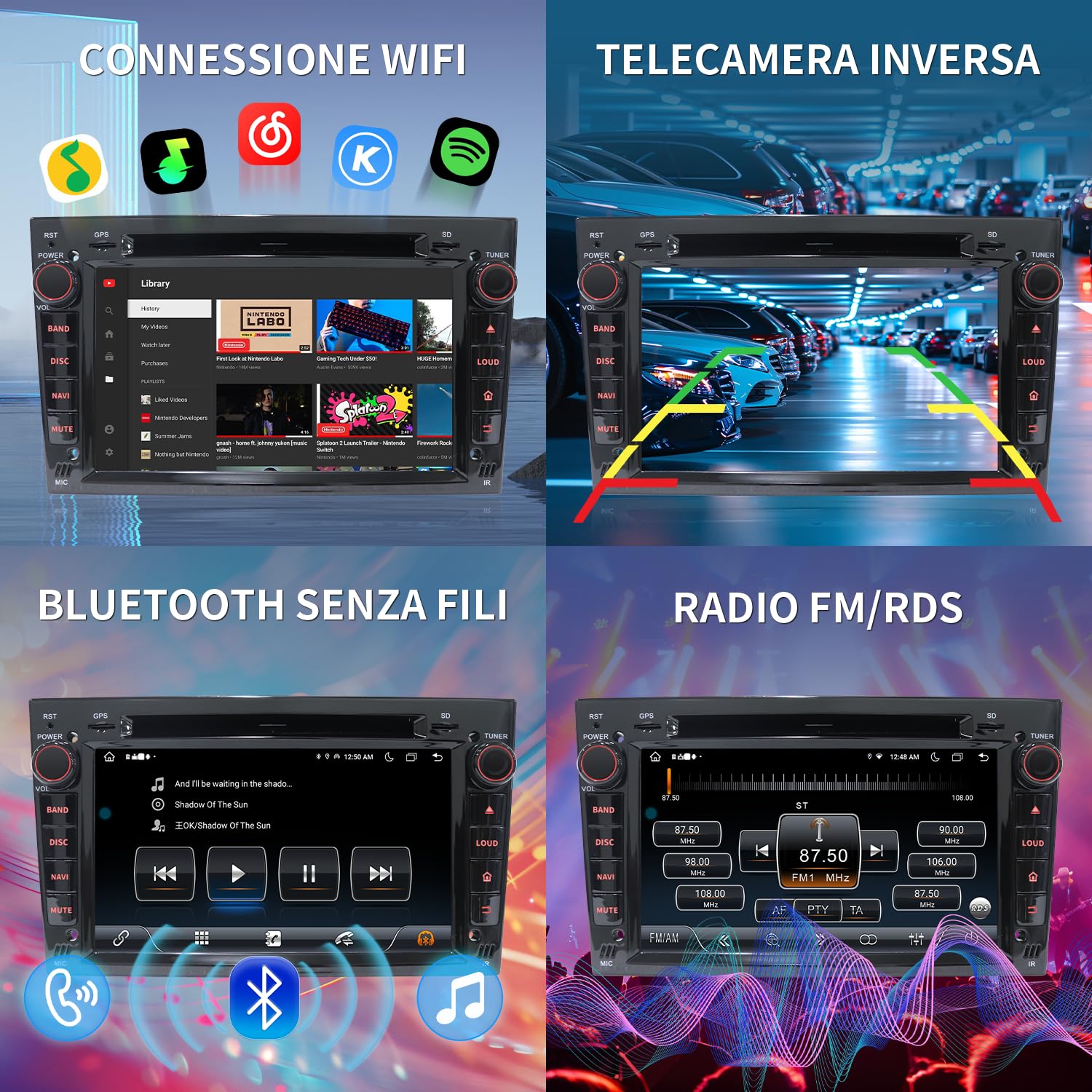 [Android 13.0 4GB+64GB 2.0Ghz] Autoradio Bluetooth Carplay 2 DIN per Opel, Autoradio da 7 Pollici con Schermo WiFi/GPS/RDS/CD DVD/USB/FM/SD/RCA, Supporta il Controllo Del Volante