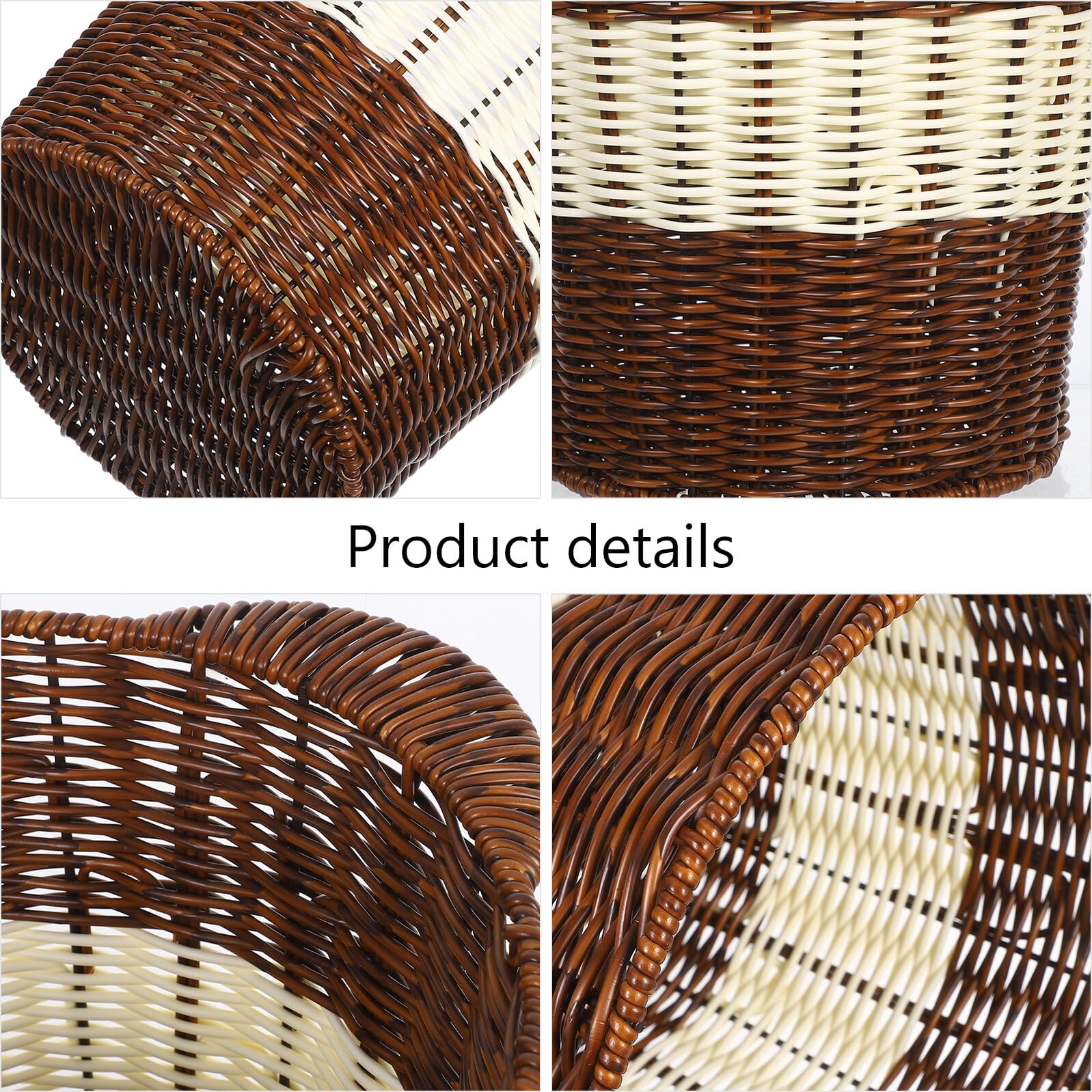 Cestino per Carta Straccia Intrecciato in Simile al Rattan per Ufficio e Bagno Grande Capacità Design Ventilato Facile da Pulire