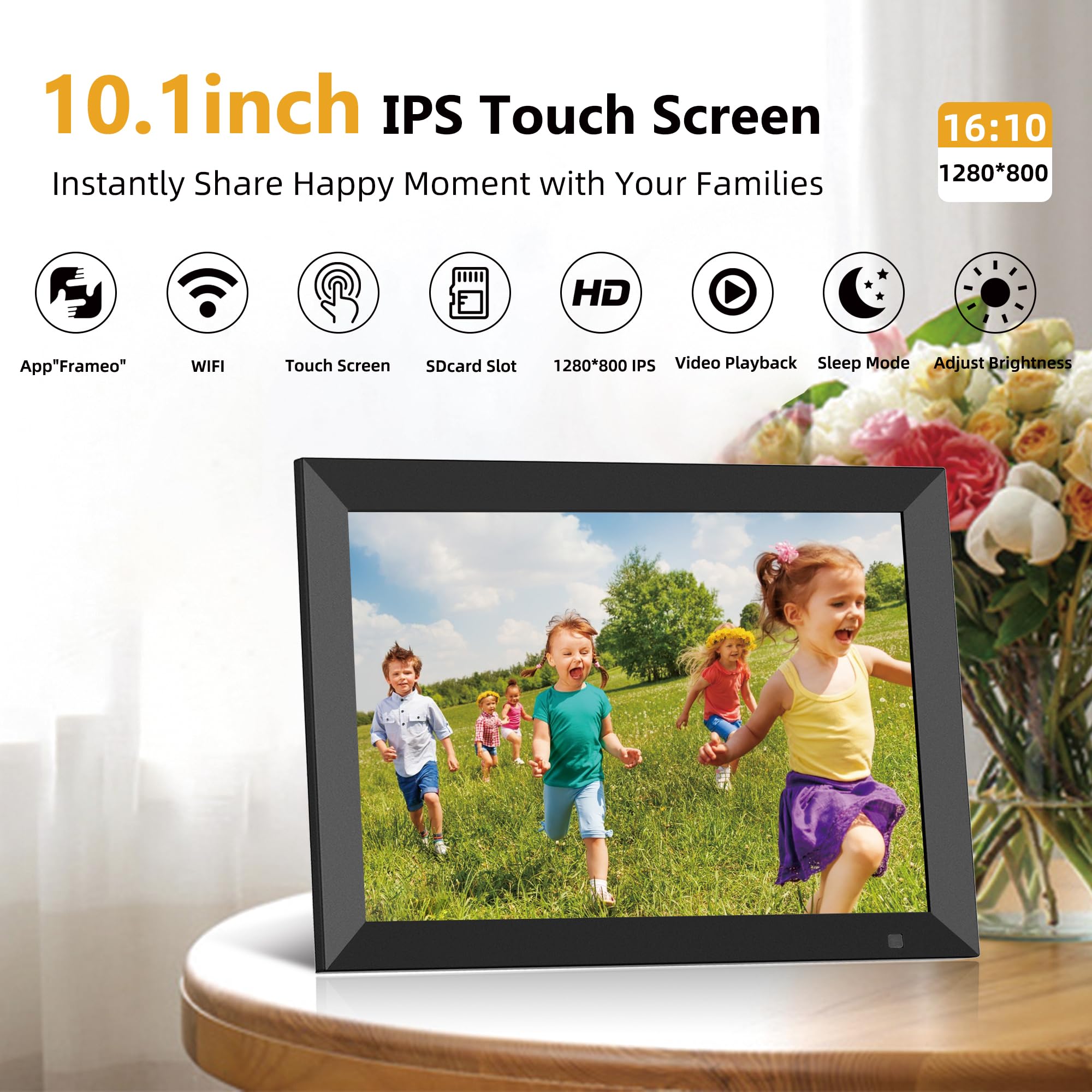 Digital Photo Frame10.1 Inch 32G WiFi Picture Frame 1280x800 HD IPS Touch-screen Auto Rotation Photo Christmas Gift Decorative - 44 - View #8