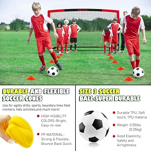 Miniatura 6 de Kids Soccer Goals for Backyard Set of 2, 6x4 ft Portable Toddler Soccer Goal Training Equipment with Soccer Target, Ball, Cones, Soccer Net for Kids