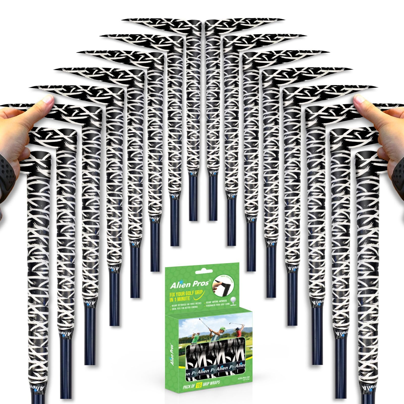 Alien Pros Golf Grip Wrapping Tapes - Innovative Golf Club Grip Solution - Enjoy a Fresh New Grip Feel in Less Than 1 Minute