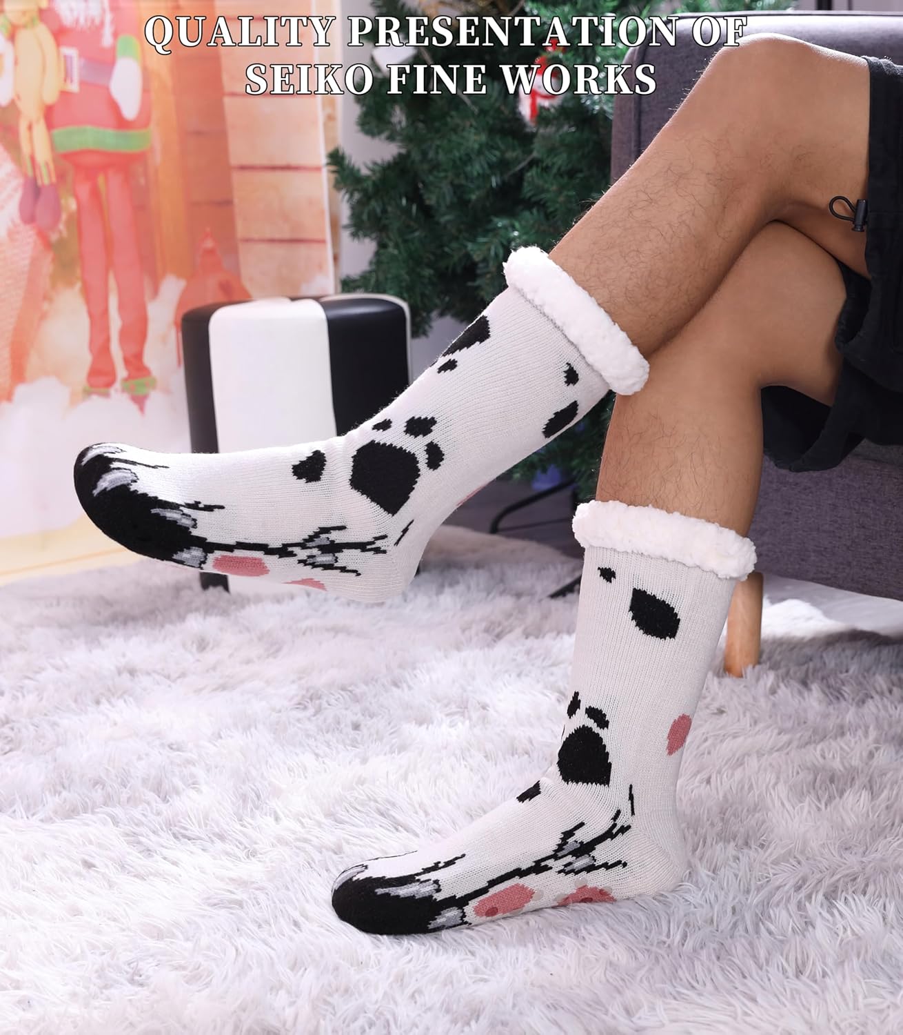 SDBING Mens Slipper Socks with Grippers Winter Warm Cozy Thick Fuzzy Indoor Fluffy Home Socks - Image 6