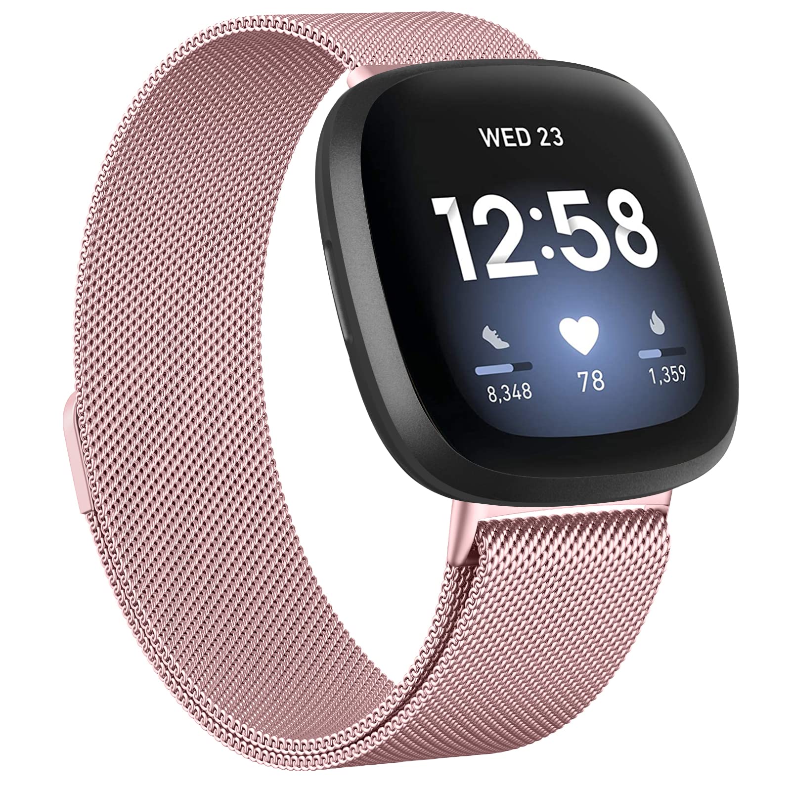 Metal Bands Compatible with Fitbit Versa 4/Sense 2/Versa 3/Sense, Women Men Adjustable Bracelet Strap Stainless Steel Replacement Wristband for Fitbit Versa Smart Watch