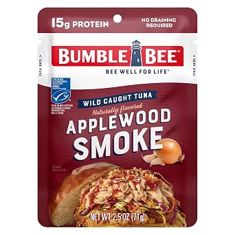 Bumble Bee Applewood Smoke Seasoned Tuna, 2.5 oz Pouch - Ready to Eat - Wild Caught Tuna Packet - 15g Protein per Serving - Gluten Free