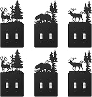 Vista 11 de Lothee 6 piezas de placas metálicas para interruptor de luz con diseño de oso, alce, árbol, montaña, alce, bosque, placa de tomacorriente