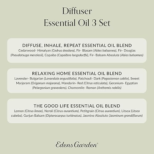 Miniatura 9 de Edens Garden Difusor de aceites esenciales, 3 unidades, mezclas de aromaterapia 100% puras de grado terapéutico, para relajación natural, energía